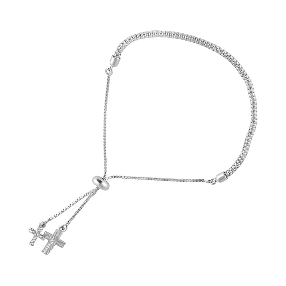 LeCalla Sterling Silver Jewelry Cross Adjustable Sliding Bolo Bracelet for Women โ image 1