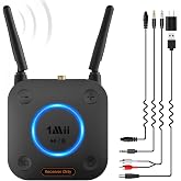 [Upgraded] 1Mii B06Pro Long Range Bluetooth Receiver, HiFi Wireless Audio Adapter, Bluetooth 5.3 Receiver with 3D Surround aptX HD Low Latency Optical RCA AUX 3.5mm Coaxial for Home Stereo System