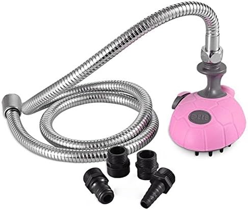 Fmjj@ Fmjj Multifunctional Pet Handheld Sprayer Dog /Cat Shower Bath &amp; Grooming Washer with Massage Shampoo Brush Stainless Steel Hose for Indoor Outdoor Use(Pink)