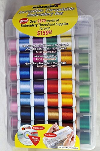 Madeira Incredible Threadable Embroidery Box 80 Rayon Smart Spools 20928082