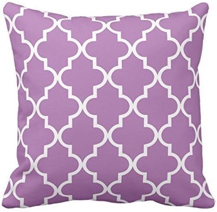 Fashion Custom Simple Pillowcase,Purple And White Moroccan Quatrefoil Pattern Pillows Personalized Throw Pillow Case Decor Cushion Covers Stripes Square Two Sides