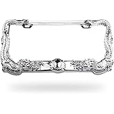 YOUNGERCAR ABS Plastic License Plate Frame 3D Dragon Style Chrome Holder Tag Cover 2 Hole W/O Caps Standard Size License Universal Fit