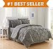 Luxury Best, Softest, Coziest 8-Piece Bed-in-a-Bag Comforter Set on Amazon! Elegant Comfort - Silky Soft Complete Set Includes Bed Sheet Set with Double Sided Storage Pockets, Full/Queen, Gray