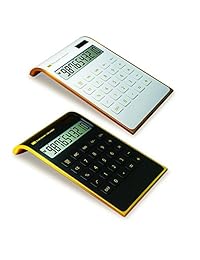 ?Letitfly? Calculadora, electrónica para la oficina y el hogar, calculadora de escritorio de doble alimentación, alimentación solar, pantalla LCD inclinada, diseño inclinado, color negro., Blanco