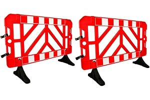 Reflective Safety Barricade - Red, 5ft Plastic Mobile Safety Barrier, 1.5 Meter Construction Safety Fence, Crowd Control Barr