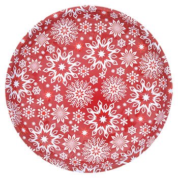 Happy Holidays ~Round Tin Christmas Print Serving Trays, Pack of 2 (Snowflakes)