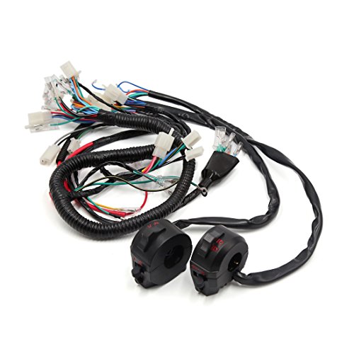 uxcell Motorcycle Electrical Main Wire Harness w Right Left Handlebar Switch Kit for CG125