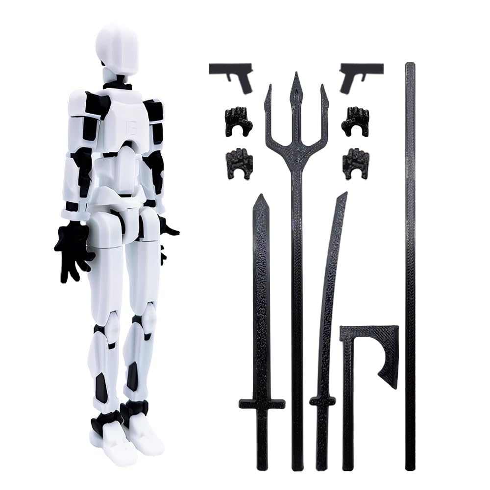 (Assembly Completed) T13 Action Figure Set, 3D Printed Toys Robo 13 Action Figure,Dummy 13 Titan 13 Action Figure (White)