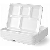 BIRCHIO 100 Pack 5-Compartment Plate Disposable, Compostable Divided Disposable Dinner Plates, Paper Tray for Food for Dinner and Party
