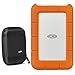 Lacie Rugged 2TB External Portable Hard Drive - USB 3.0, USB-C – STFR2000800 /STFR2000400 - with Ivation Compact Portable Hard Drive Case (Small)