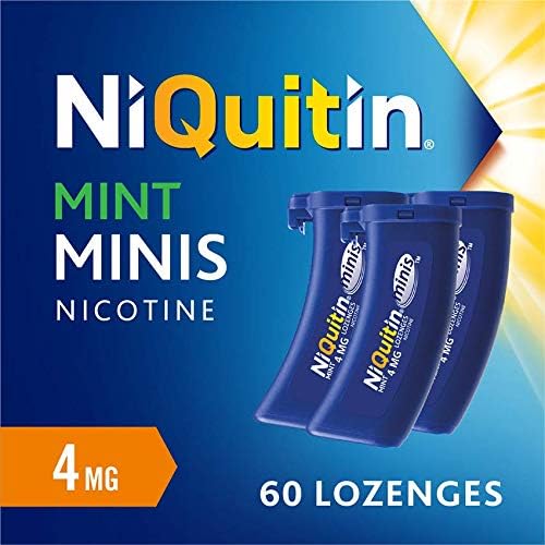 NiQuitin Minis Mint 4mg Lozenges - Effective Smoking Craving Relief - Practical Pocket-sized Container - 60 Lozenges