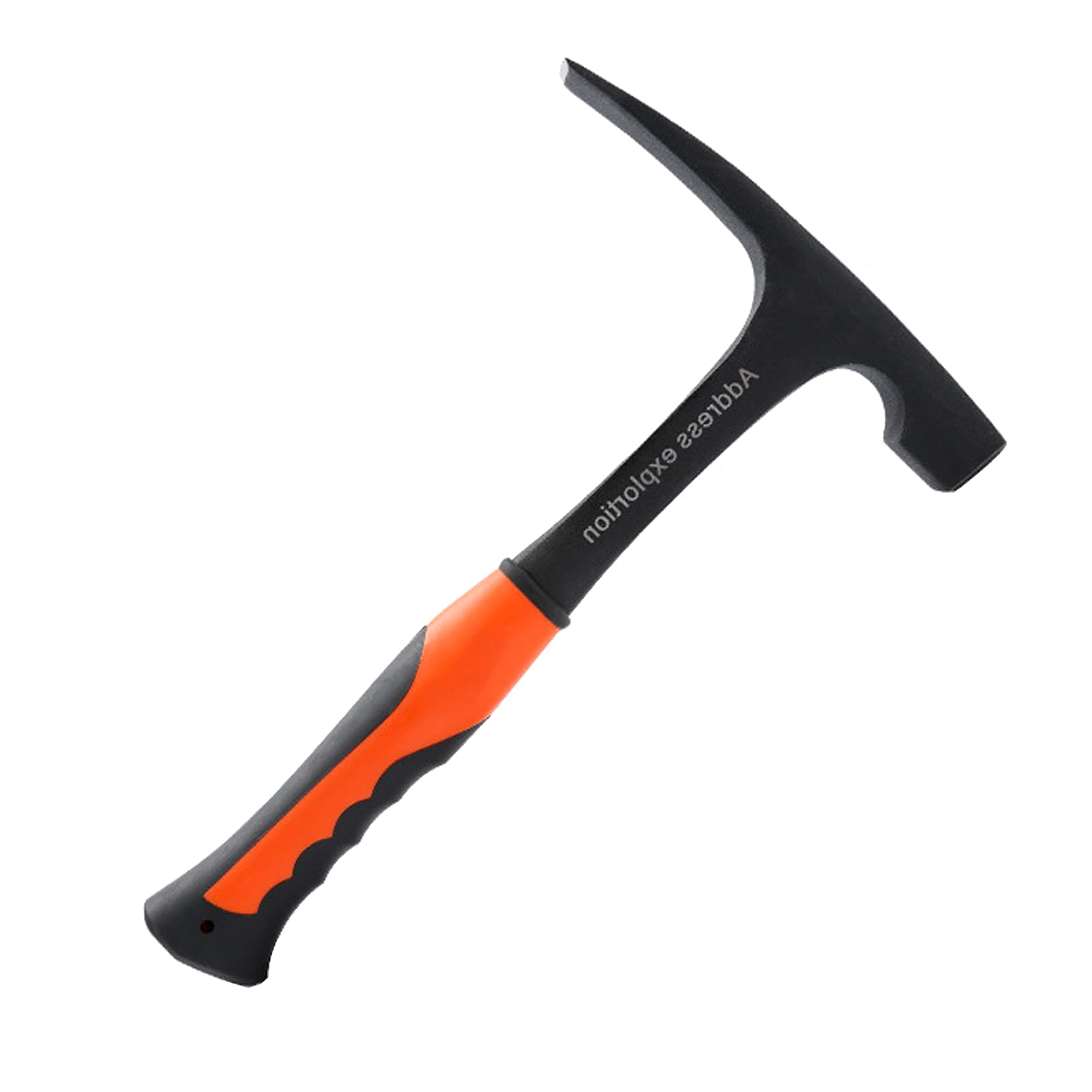 Wincal Geological Survey Hammer - Flat Head Rock Pick, Orange & Black, 28.5cm, 0.85kg, Carbon Steel Head, TPR Coated Rubber Handle