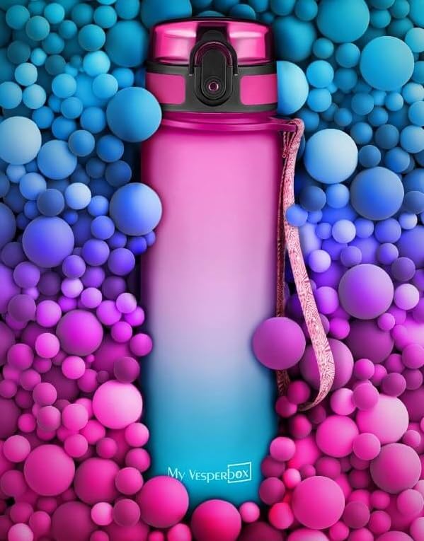 My Vesperbox – Minny - Kinder Trinkflasche auslaufsicher – 500ml – mit Strohhalm oder Sieb - leichte Tritan Wasserflasche - BPA frei - für Kindergarten, Schule (Lila - Blau 500ml) 9