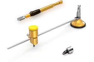 B BLOOMOAK Heavy Duty Circular Glass Cutter with Round Knob Handle and Suction Cup Adjustable Diamond Glass Cutter Tool Set 24" with Extra Blade (60cm)