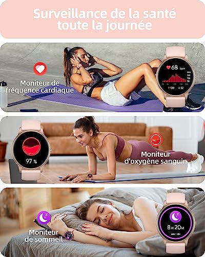 Parsonver Women's Smart Watch with Bluetooth Calls, Sports Watch with 100+ Sports, IP68 Waterproof, Sleep Monitor, Heart Rate Monitor, Pedometer, Smartwatch for Android & iOS, SPROD1, Rose Gold