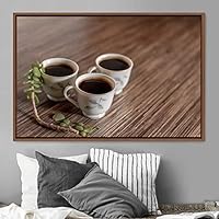Framed Canvas Wall Art Coffee in The Mornings Coffee Dark Drinks Farmhouse/Country Group Multicolor Photography Realism - 16x24 inches