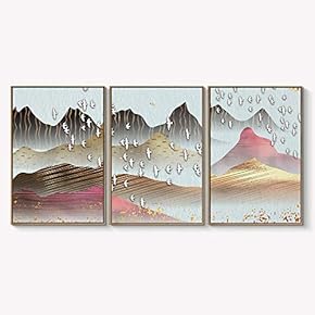 Framed Canvas Wall Art for Living Room, Bedroom Abstract Landscape Dream Place Canvas Prints for Home Decoration Ready to Hanging - 16"x24"x3 Panels