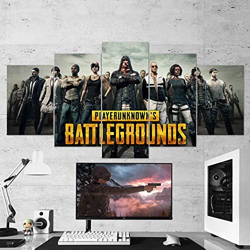 GameWallArt - PUBG Canvas Wall Art, Playerunknowns Battlegrounds, PUBG Multi Panel Art, PUBG 5 Piece Canvas Wall Art, Gaming Canvas, PUBG Poster, PUBG Gift, Framed Ready to Hang (Large 59"x32")