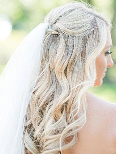 Barogirl Wedding Veil Comb Bridal Cathedral Veil 1 Tier Drop Veil Wedding Rhinestones Hair Comb for Brides, 118 Inches (White)