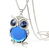 The Night Guardians Long Sweater Chain Owl Shape Austrian Crystal Pendant Necklace for Woman 