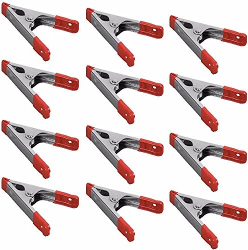 Wideskall 4" inch Metal Spring Clamps w/ Red PVC Coated Handle and Tips (Pack of 12)