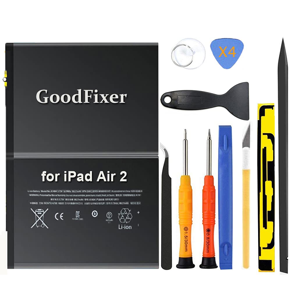 GoodFixer for iPad Air 2 Battery Replacement, Model A1566 A1567, with Full Repair Tools Kit,New 0 Cycle Replacement Battery