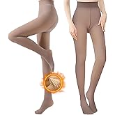 BDLLMDES Fleece Lined Tights for Women, Warm Fake Sheer Pantyhose Leggings Thick Translucent Thermal Stockings