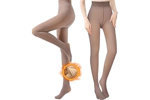 BDLLMDES Fleece Lined Tights for Women, Warm Fake Sheer Pantyhose Leggings Thick Translucent Thermal Stockings