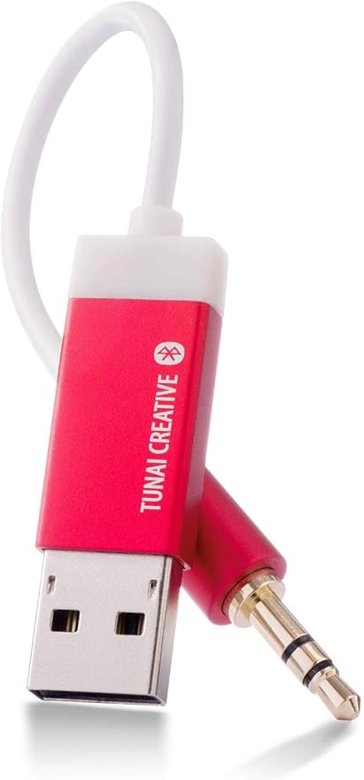 Amazon Tunai Firefly ワイヤレス オーディオレシーバー 車 Bluetooth 受信機 c 4 2 アダプター 超軽量 車載aux 音楽 Usb式 充電不要 カーオーディオ Carplay レッド プレーヤー レシーバー 車 バイク