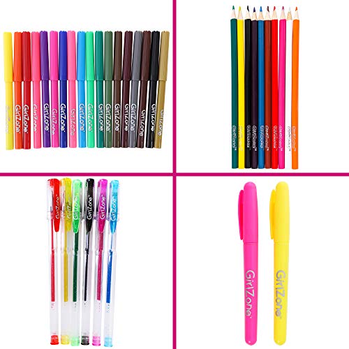 GirlZone: Jumbo Arts and Crafts Filled Stationery Pencil Case for Girls
