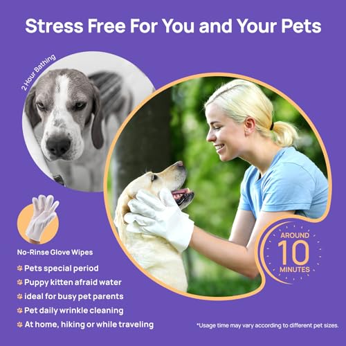 HICC PET Cleaning Deodorizing Glove Wipes for Dogs & Cats, Vet Recommended Hypoallergenic Hydrating & Nourish Fur Pet Grooming Glove Wipes, Pet Bathing Wipes for Horse Coat Care, 20pcs Coconut Scent