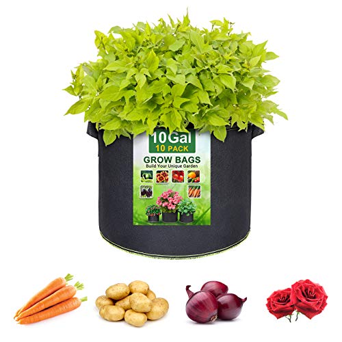 SunArea 10-Pack 10 Gallon Grow Bags, Thickened Nonwoven Aeration Fabric Pots with Reinforced Handles, Heavy Duty Plant… - Image 6