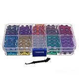 IZTOSS 100Pcs car auto Blade Fuse Kit 2A 3A 5A 7.5A 10A 15A 20A 25A 30A 35A with FUSE PULLER Fuse Dimensions:19mm x 5mm x 18.5mm