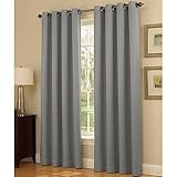 Gorgeous HomeDIFFERENT SOLID COLORS & SIZES (#34) 1 PANEL SOLID THERMAL FOAM LINED BLACKOUT HEAVY THICK WINDOW CURTAIN DRAPES SILVER GROMMETS (SILVER GRAY, 84