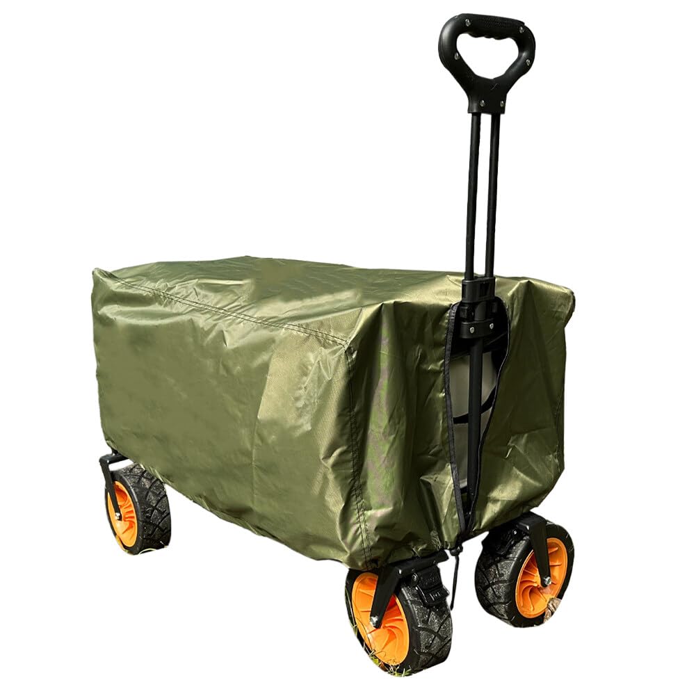 Uposao Folding Waggon Cover Push Pull Folding Garden Wagons Cart Cover, 210D Heavy-Duty Fabric Waterproof Dustproof UV Resistant Bench Trolley Cover for Outdoor Garden Camping Shopping