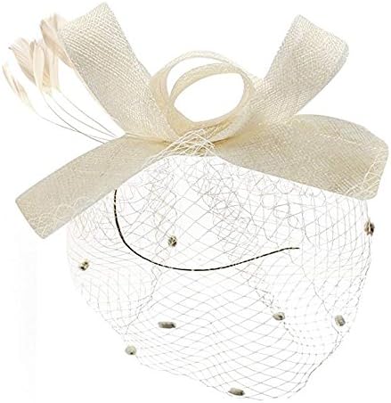Fascinators Hat Flower Mesh Votron Ribbons Feathers on a Headband and a Clip Tea Party Headwear for Girls and Women