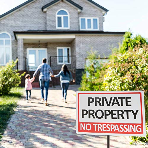 CESHUMD Private Property No Trespassing Metal Sign (4 Pack), 7x10 Inches Indoor/Outdoor Use for Home Business Security Alert, Reflective, UV Protected & Waterproof