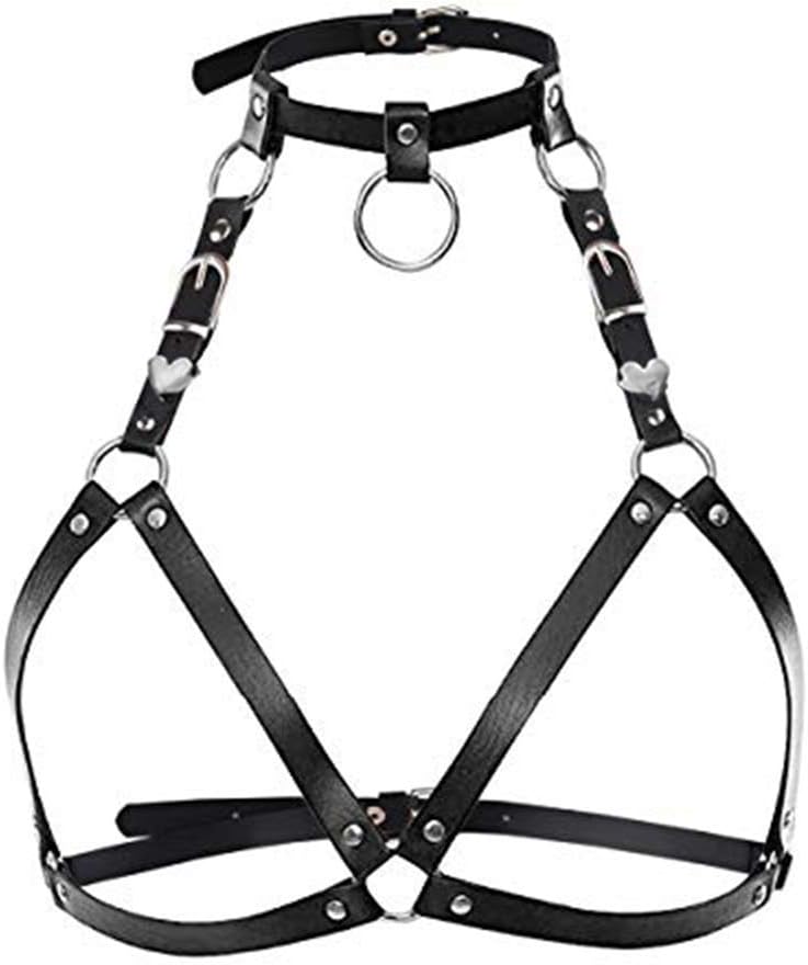 LIVE4COOL Women Harness Elastic Cupless Cage Bra Adjustable Hollow Out Strappy Crop Top Sexy Strap Belt
