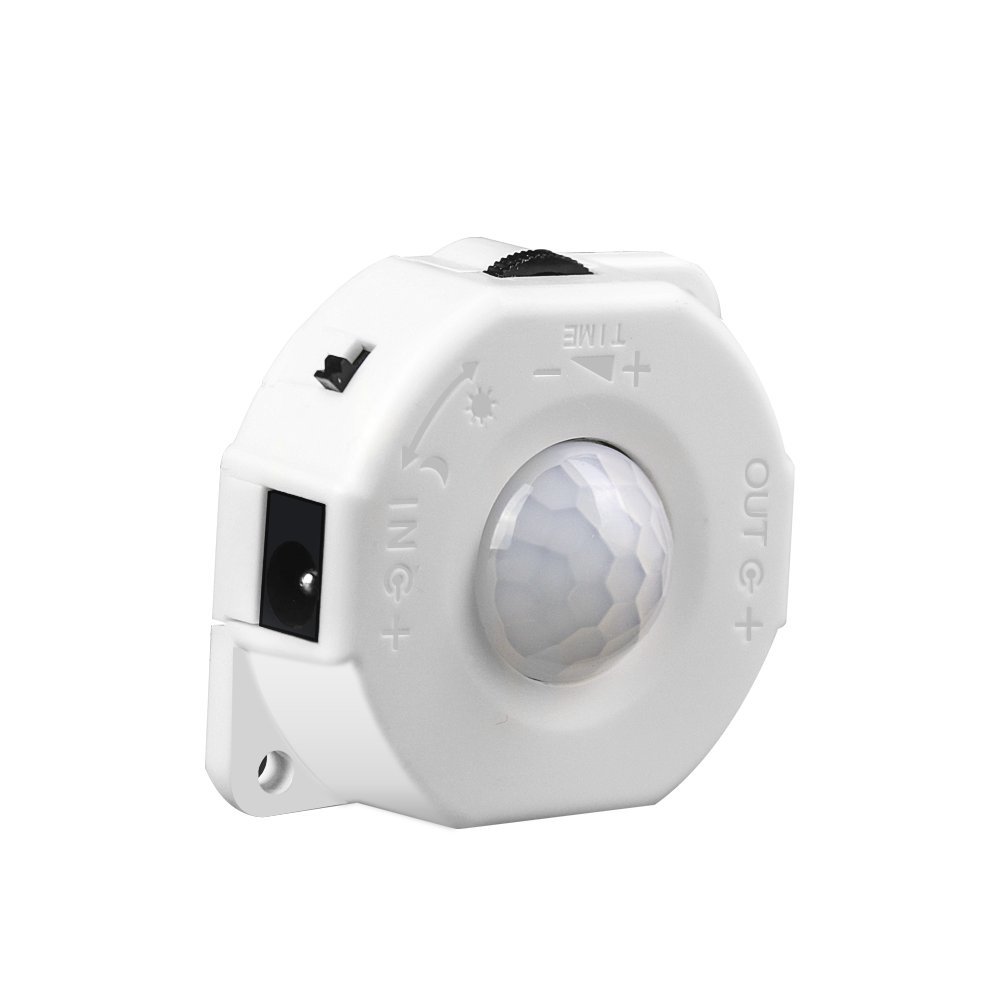 LUXJET DC 5V-24V 8A PIR Motion Activated Sensor Switch,Day/Night Light Sensor with DC Cable for LED Strip Light,RGB Rope Lights,Closet Lights Stair Lights Accessories