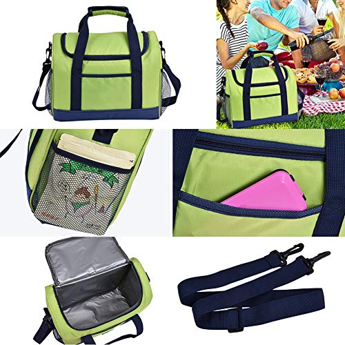 Wingbind Large Family Cool Bags Insulated Waterproof Food Carrying Cooler Bag Portable Shoulder Strap Drinks Carrier BBQ Camping Picnic,Green 14L
