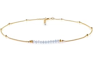 InfinityGemsArt Gemstone Jewelry Gold Necklace For Women Satellite Beaded Birthstone Natural Gemstones 18K Gold Plated Adjust
