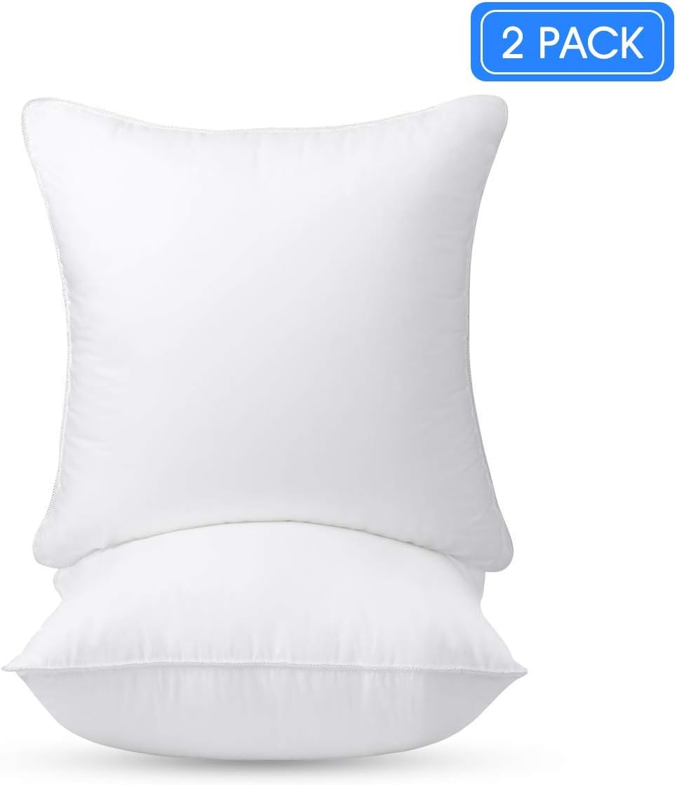 Cushion Pad Soft Stuffer Insert – Deluxe Plump Hypoallergenic Pillow Sham Square, Premium Quality White Polyester Hollowfibre – Standard / White - (Pack of 2-22" x 22")
