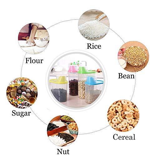 Cereal Container Food Storage Containers with Airtight Design Pour Spout Measuring Cup BPA-Free Dry Food Cereal Dispenser for Rice Snacks Dog Food Container (2 Pack)