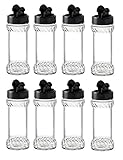 Nakpunar 12 pcs Glass Spice Jars with Black Caps - Shaker Dispenser Lids with Seal