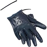 Tumjog 12 Pair Nitrile Safety Work Gloves - Heavy Duty, Oil & Chemical Resistant, Non-Slip Reusable Gloves for Industrial Acid And Alkali Resistant, Unisex Large Size, Blue