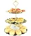 GkGk 3 Tier Stainless Steel Plates, Durable Gold Easy Assembly Stand with Elegant Retro Design for Fruits, Cupcakes, Snacks, Desserts, Candy, Ideal for Weddings, Parties and Home Use (Gold 3 Tier)