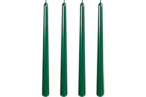 Berkebun Green Taper Candles 10 inch -Set of 4 Tapered Candles, Dripless and Smokeless,Long Candle,Tall Candlesticks, Home Dinner, Party, Wedding, Halloween, Churches,Christmas (25cm/4pcs, Green)
