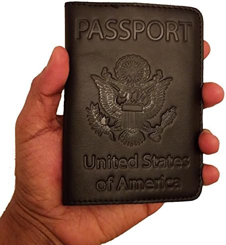 Leather Passport Cover - Holder - for Men &amp; Women - Passport Case (Black)