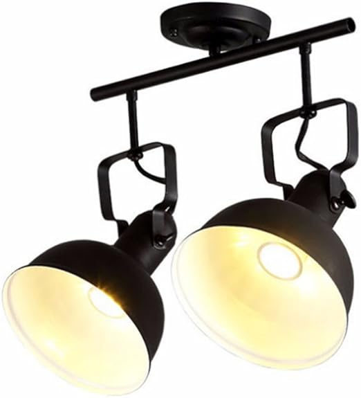 2-Flammig Schwarz Drehbar Deckenstrahler Retro Industrielle,Mit 2 Dreh