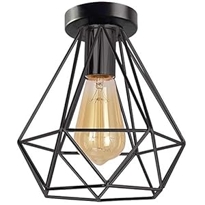 iDEGU Plafondlamp industrieel zwart kooi plafondlamp vintage E27 kroonluchter plafondlamp metaal design retro…